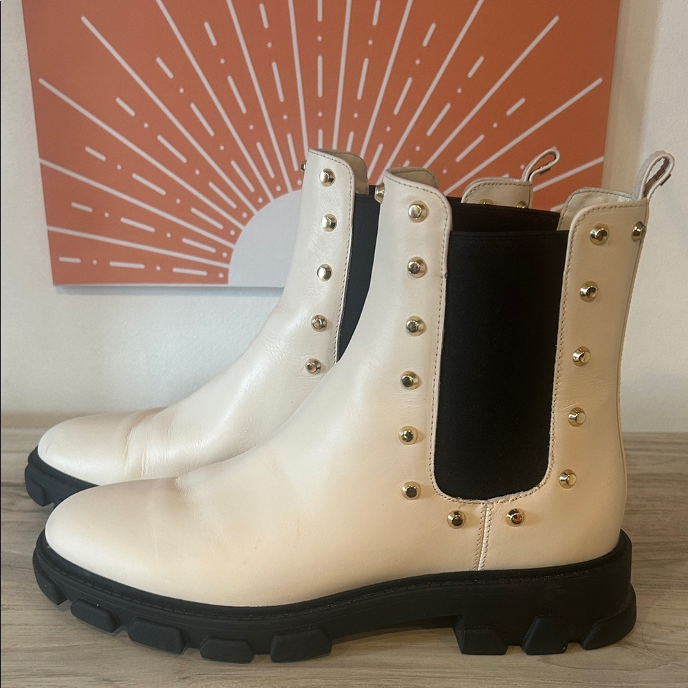 Stylish Cream and Black Women's Boots